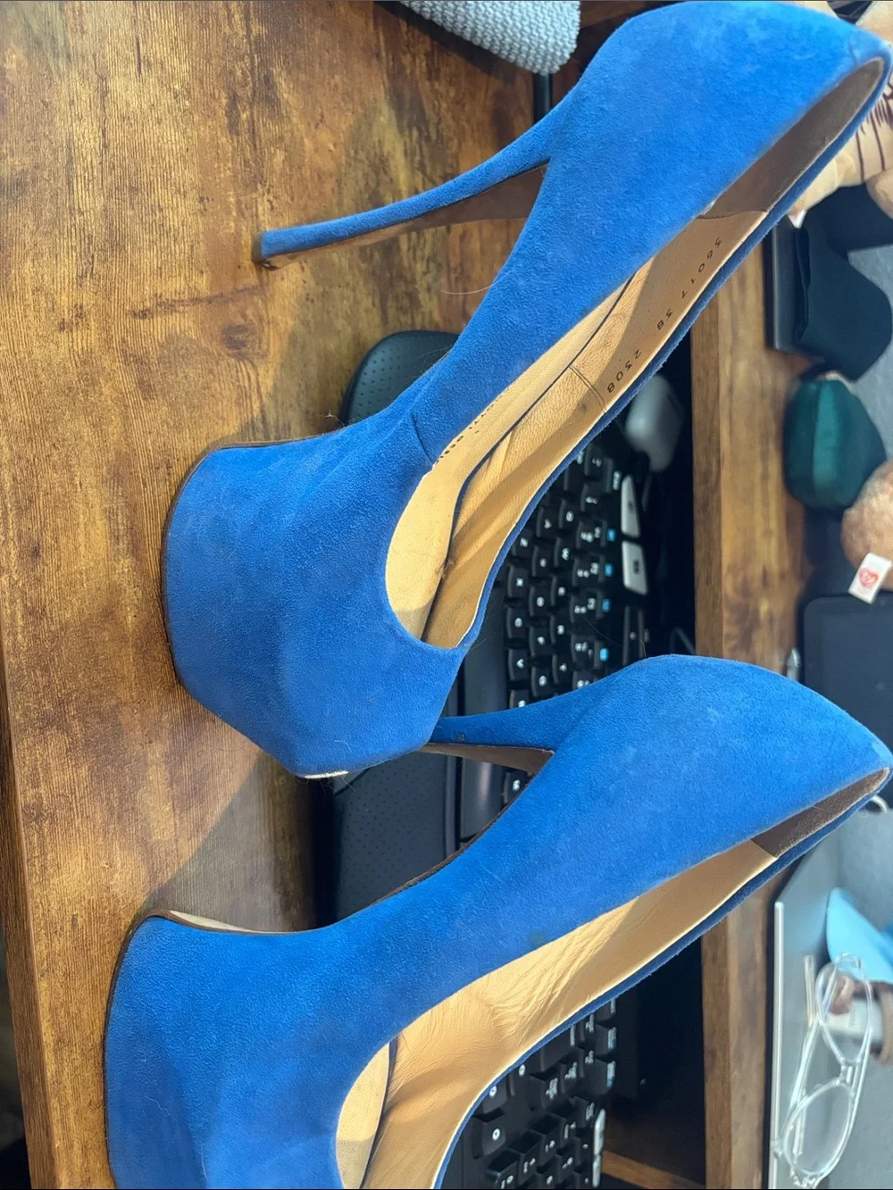 Giuseppe Zanotti Electric Blue Suede Platform Stiletto Pumps